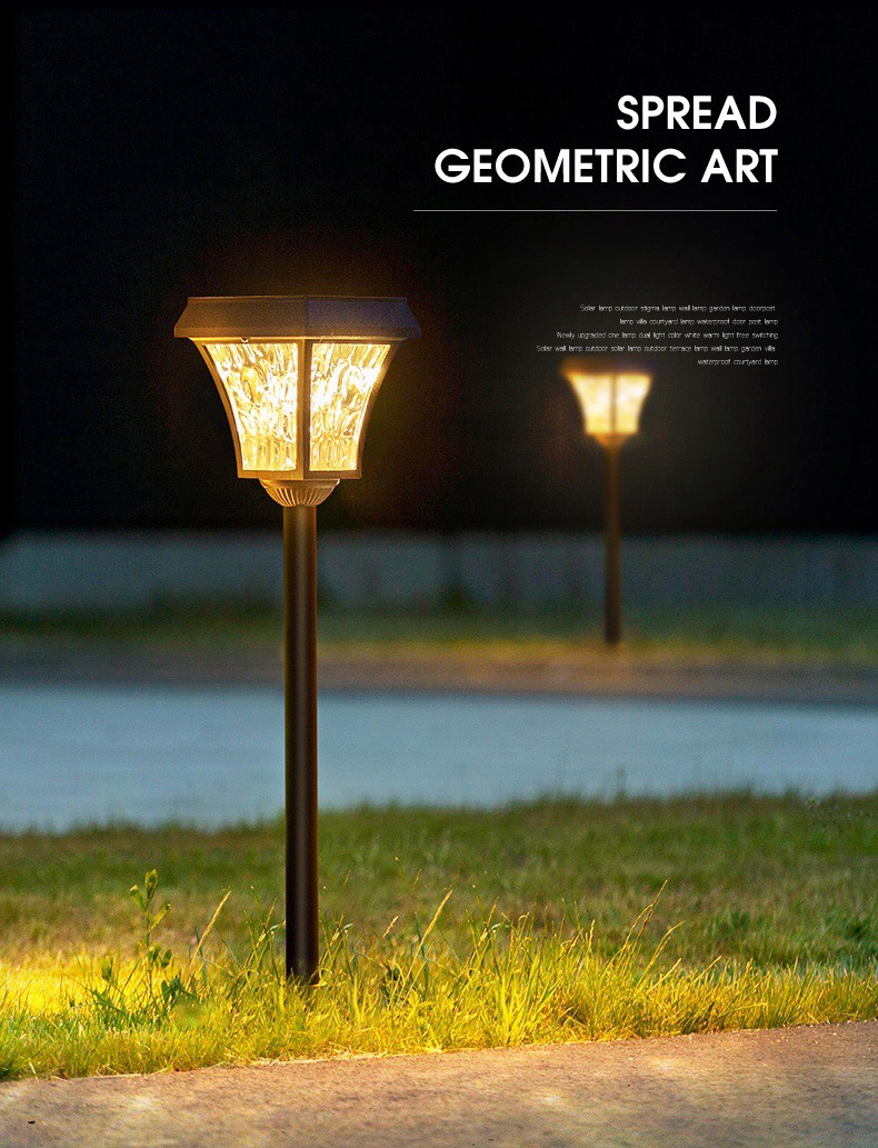 โคมไฟปักสนามโซล่าเซลล์ รุ่นใหม่ ระบบสัมผัส (เเสง : เหลืองวอมไวท์)