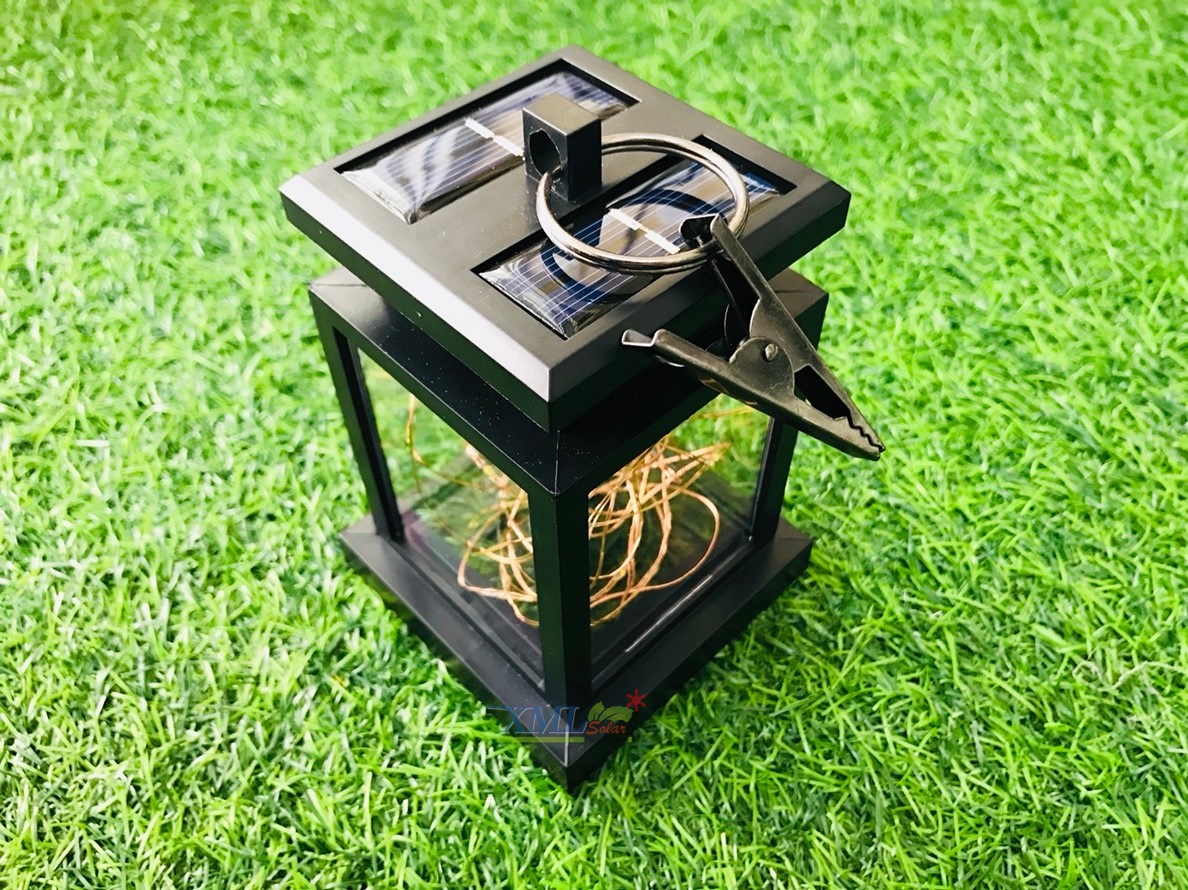 ไฟห้อยโซล่าเซลล์ ทรงสี่เหลียม สีดำ 30 SMD LED (แสง:เหลืองวอมไวท์)