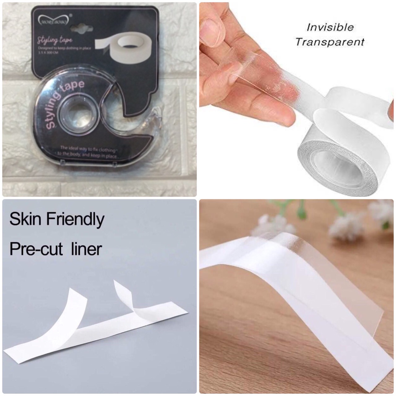Hollywood fashion tape เทปกาวสองหน้าติดกันโป๊ว ติดทน ไม่เลื่อนหลุด ไม่ระคายเคืองผิว ยาว 2 เมตร สีใส