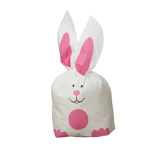 ถุงหูกระต่าย ถุงเบเกอรี่ หมีสีชมพู 50 ใบ/ห่อ (Size : 13.5*22+6 cm.)