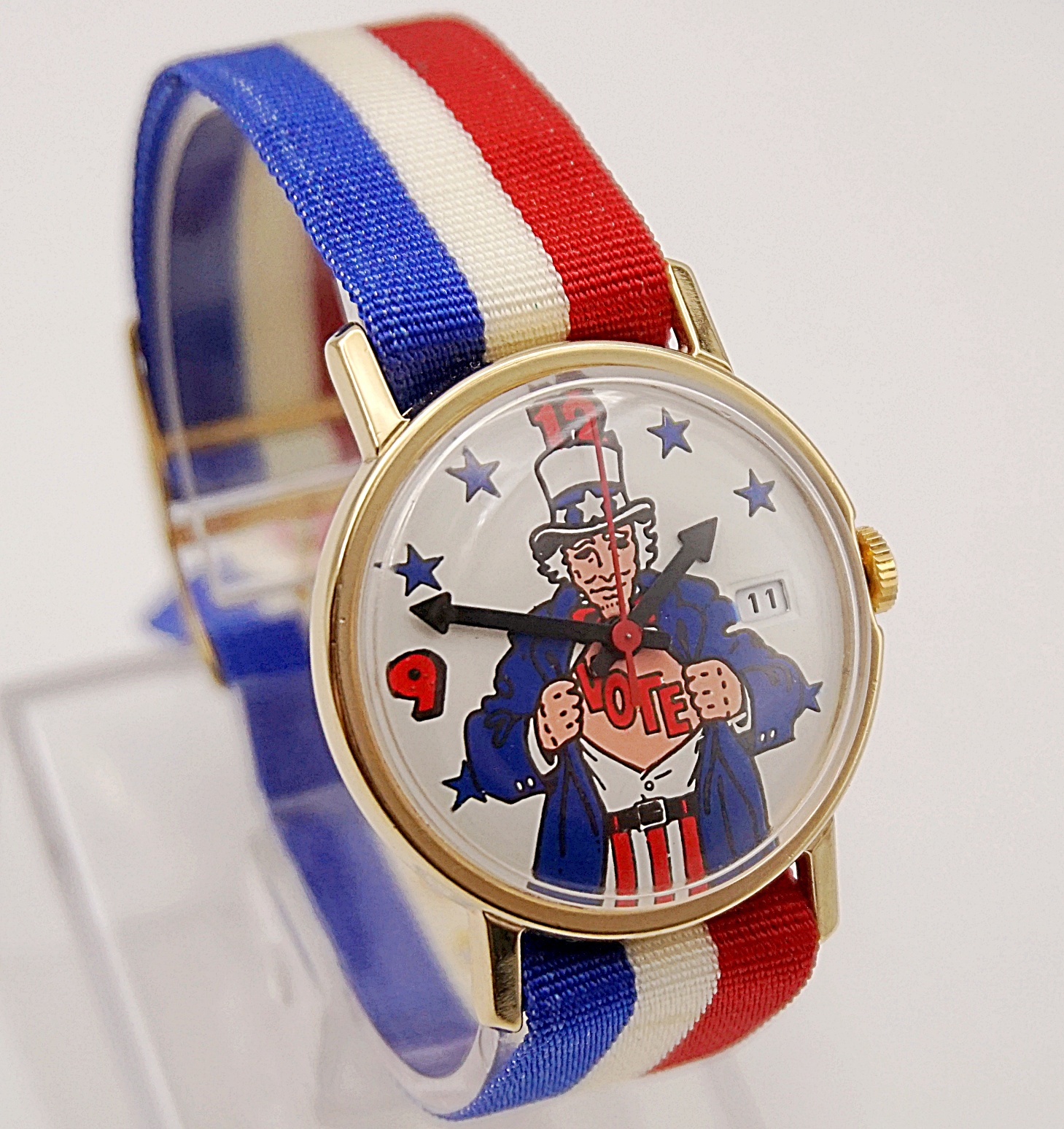 นาฬิกาเก่า TIMEX Uncle Sam Vote ไขลาน