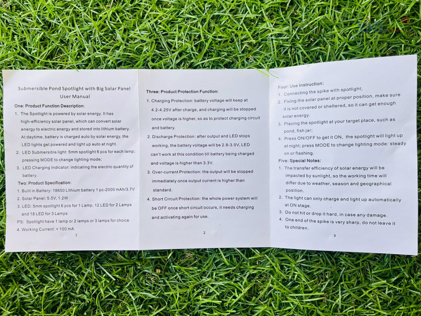 ไฟโซล่าเซลล์ส่องใต้น้ำ 18 LED รุ่น 3 หัว