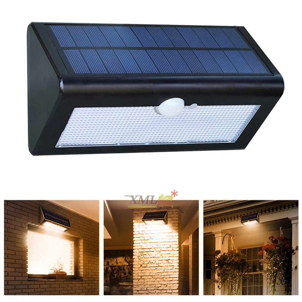 โคมไฟโซล่าเซลล์ ติดผนัง ทรงสามเหลี่ยม 38 SMD LED (เเสง : เหลืองวอมไวท์) 1 แถม 1