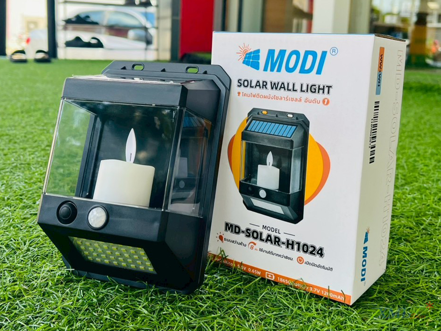 โคมไฟติดผนังเชิงเทียนโซล่าเซลล์ ระบบเซนเซอร์ กันน้ำIP65 เปิดปิดอัตโนมัติ (แสง : เหลือง+แสงขาว)