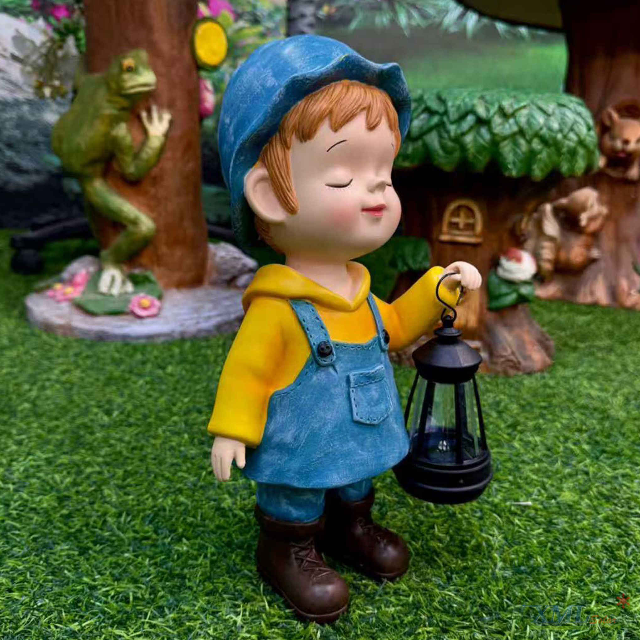 ไฟตุ๊กตาโซล่าเซลล์ ประดับสวน เด็กผู้ชาย 1 LED (แสง : เหลือง)