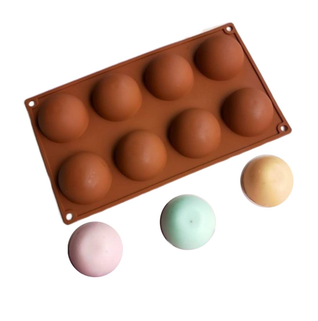 โมล(Mold) แม่พิมพ์ซิลิโคน ทำวุ้น ขนม สบู่ งานdiy รูปครึ่งวงกลม 8 ช่อง (ขนาด5.8 ซม. ประมาณ35 กรัม)