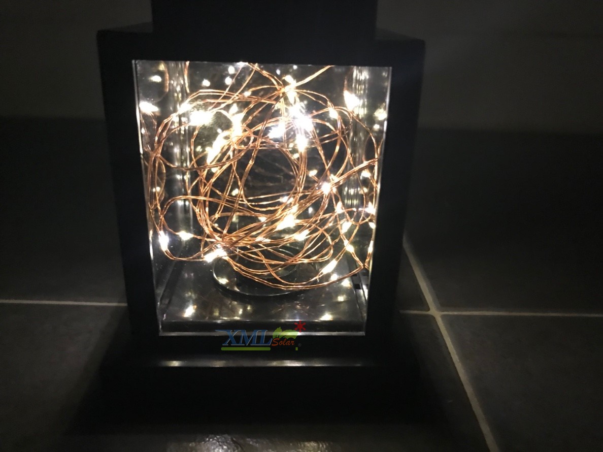 ไฟห้อยโซล่าเซลล์ ทรงสี่เหลียม สีดำ 30 SMD LED (แสง:เหลืองวอมไวท์)