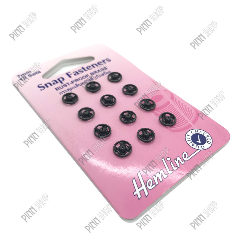 กระดุมแต๊บสีดำ ขนาด 7 มม.