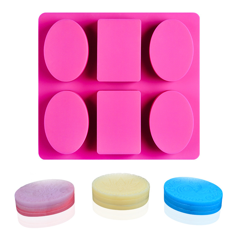 โมล(mold) แม่พิมพ์ซิลิโคน ทำวุ้น ขนม สบู่ งานdiy รูปสี่เหลี่ยม วงรี 6 ช่อง (100-120 G.)