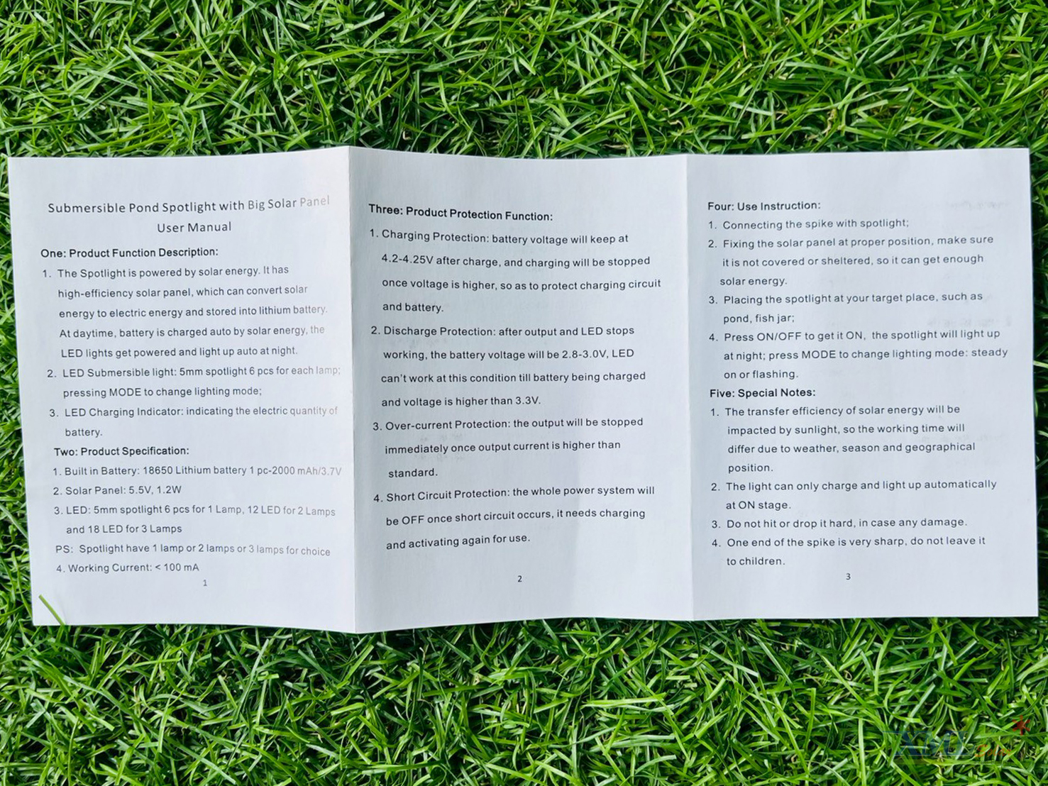 ไฟโซล่าเซลล์ส่องใต้น้ำ 6 LED รุ่น 2 หัว