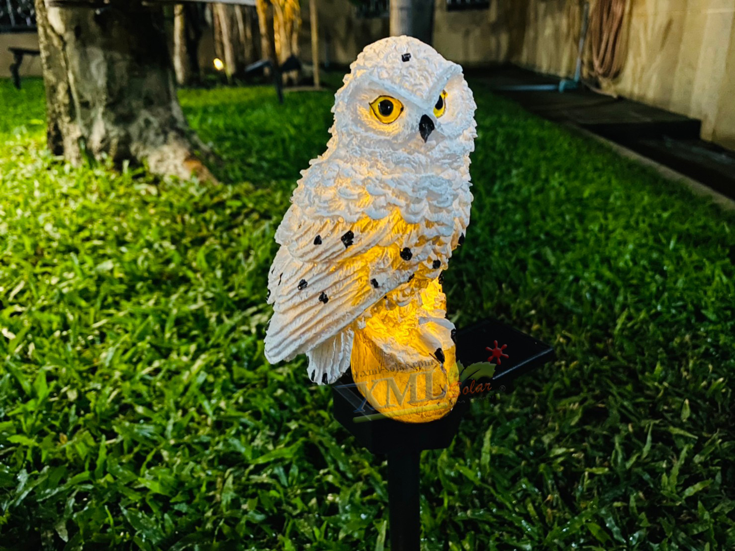 ไฟตุ๊กตาโซล่าเซลล์ ประดับสวน นกฮูก 1 LED (แสง : เหลืองวอมไวท์) 1 แถม 1