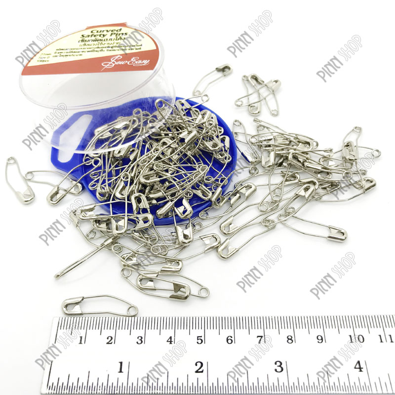 เข็มกลัดสีเงินแบบโค้ง ขนาด 27 มม.