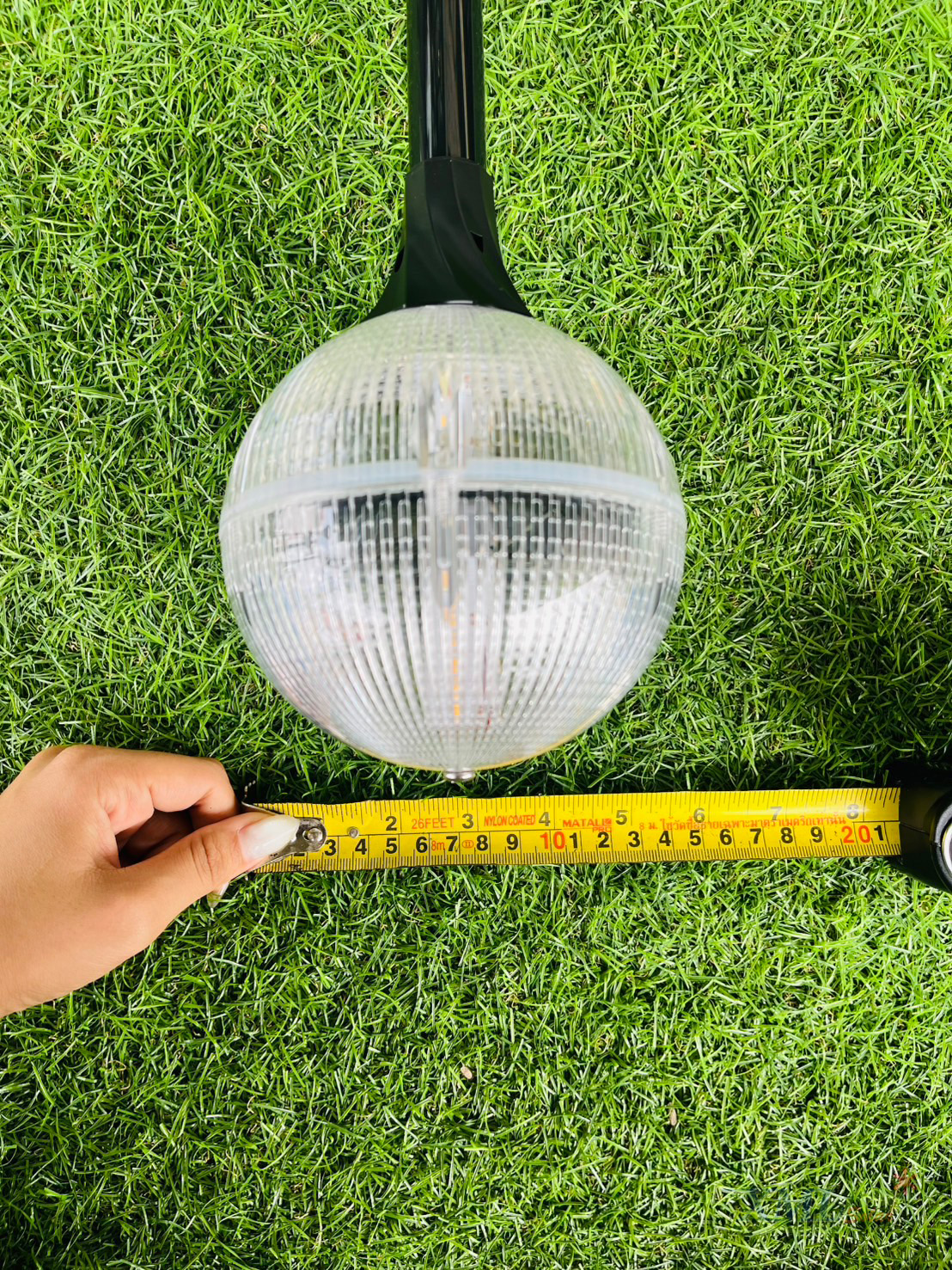 ไฟปักสนามสนามโซล่าเซลล์ ทรงกลมใส 15 lm ( แสง : เหลืองวอมไวท์)