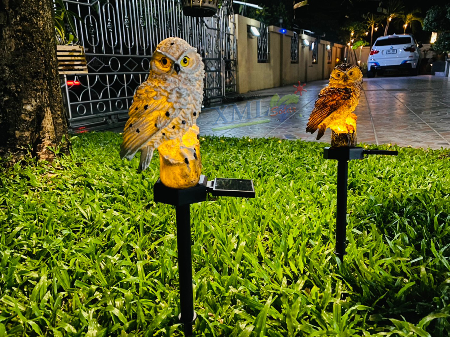 ไฟตุ๊กตาโซล่าเซลล์ ประดับสวน นกฮูก 1 LED (แสง : เหลืองวอมไวท์) 1 แถม 1