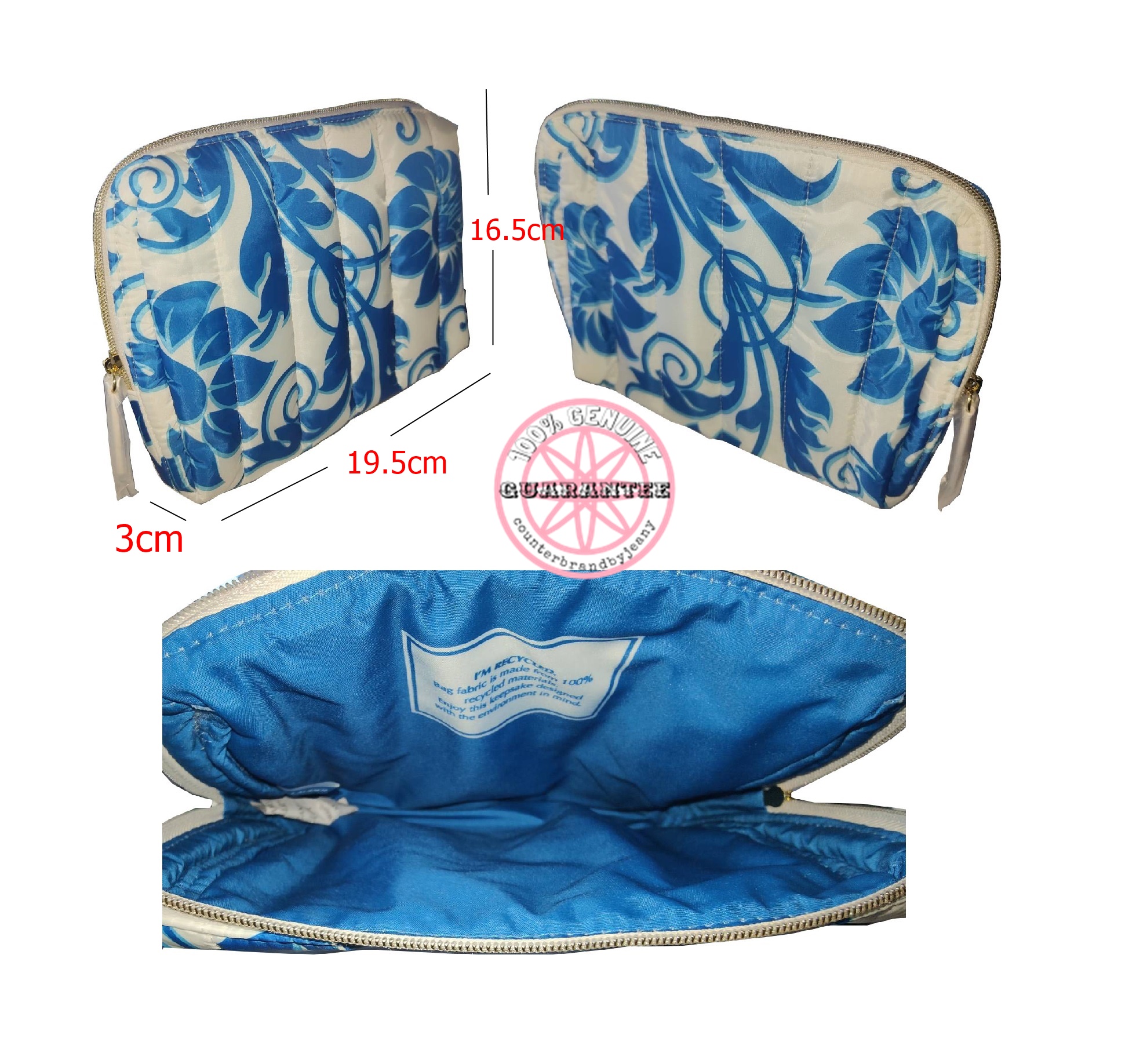 ESTEE LAUDER Blue Flower Print Pouch (พร้อมส่ง)