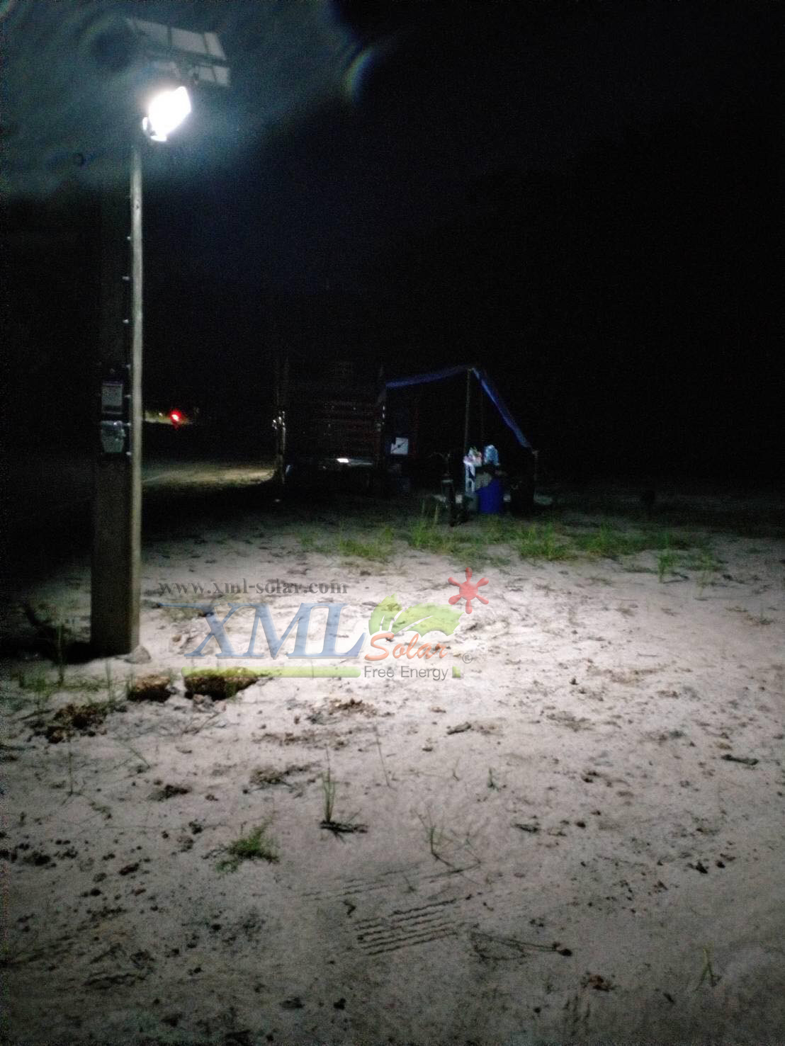 ไฟสปอตไลท์โซล่าเซลล์ 500 Watt กล่องสีน้ำตาล (เปิดได้ 3 แสง)