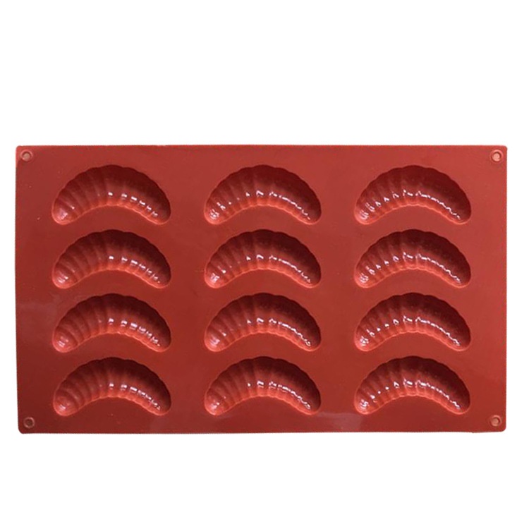 แม่พิมพ์ซิลิโคน พิมพ์สบู่ พิมพ์วุ้น พิมพ์ขนม รูปครัวซองค์ ไซส์เล็ก 12 ช่อง