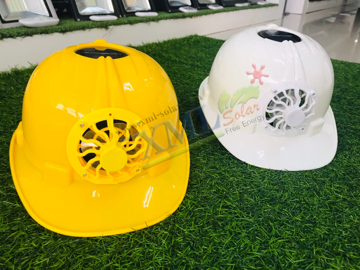 หมวกเซฟตี้ + พัดลมโซล่าเซลล์ (สีเหลือง)