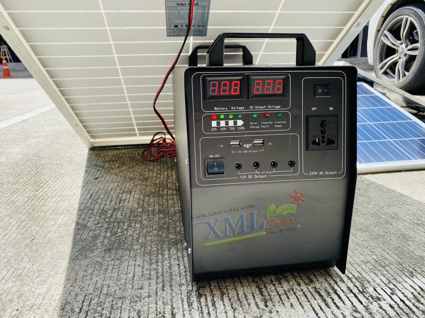 ชุดอเนกประสงค์โซล่าเซลล์(ชุดนอนนา) 200W. (AC 220v. / DC 12V.)