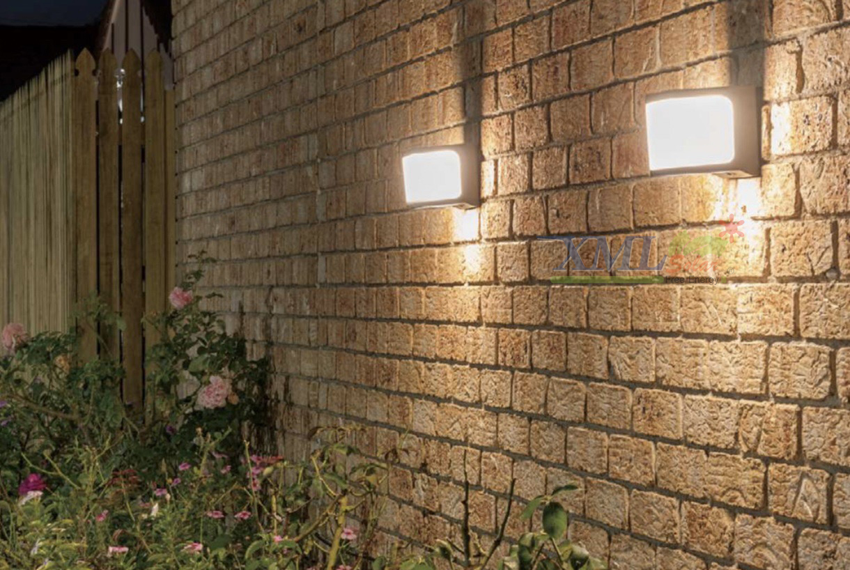 โคมไฟโซล่าเซลล์ติดผนัง ทรงสี่เหลี่ยม (มินิมอล) + Motion Sensor (1,000 lumens) (แสง : เหลืองวอมไวท์)