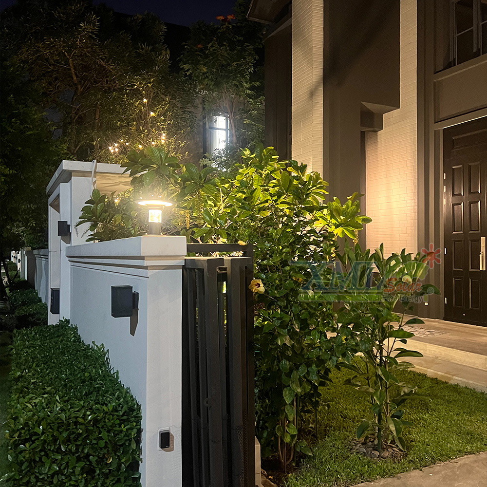 โคมไฟหัวเสาโซล่าเซลล์ รุ่น TZ-238 (เปิดได้ 2 แสง)