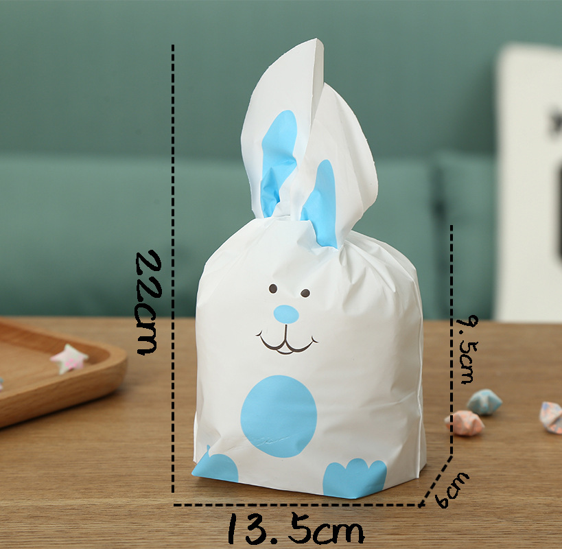 ถุงหูกระต่าย ถุงเบเกอรี่ หมีสีฟ้า 50 ใบ/ห่อ (Size : 13.5*22+6 cm.)