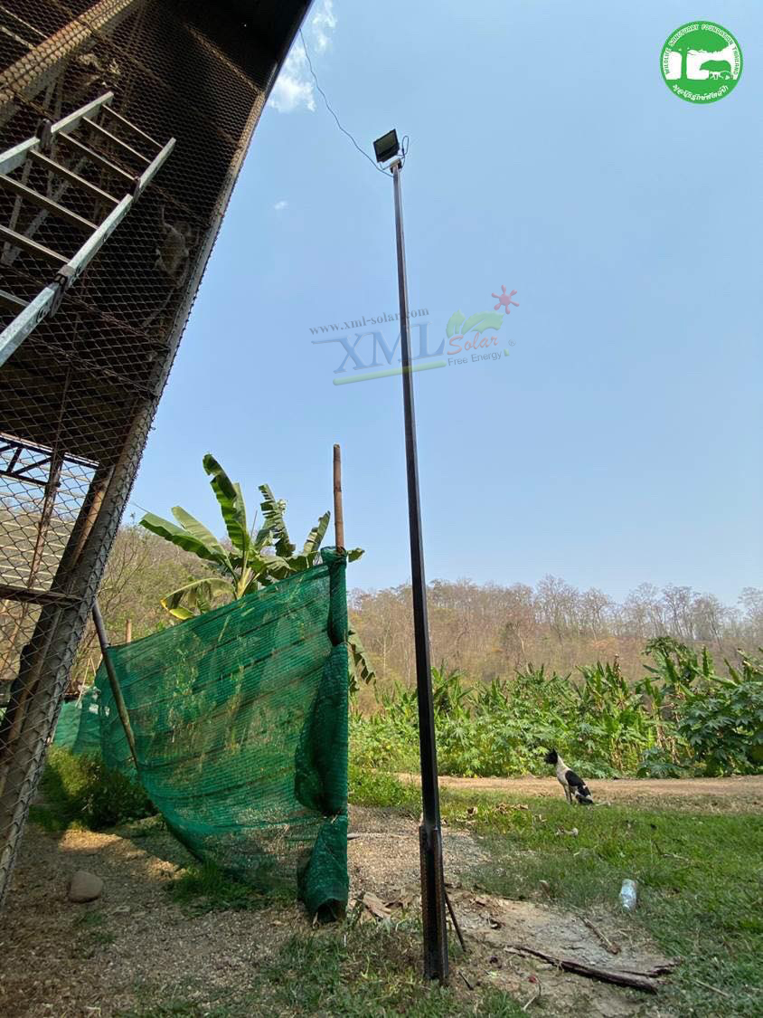 ไฟสปอตไลท์โซล่าเซลล์ 50 Watt กล่องสีน้ำตาล (เปิดได้ 3 แสง)