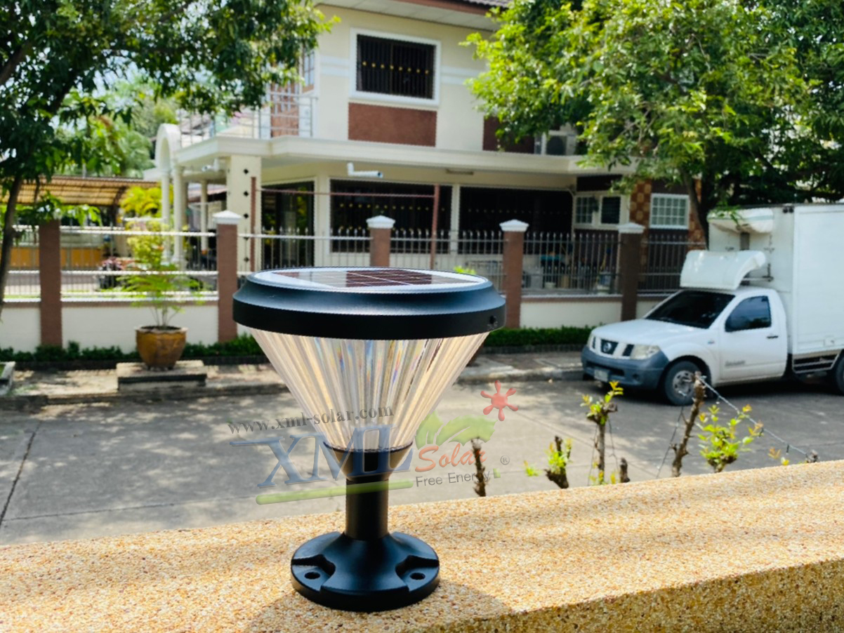 โคมไฟหัวเสาโซล่าเซลล์ ทรงกรวย (แสง : ขาว)