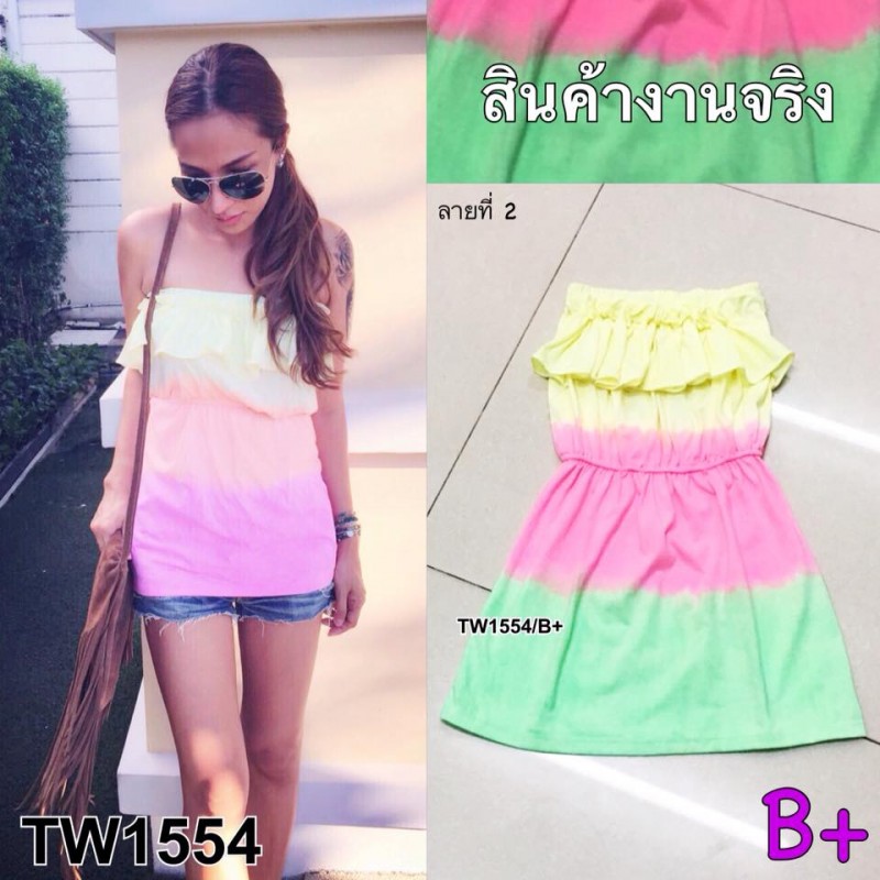เสื้อเกาะอกระบายช่วงอก สีลายพลาสเทล ผ้าคอตตอน เอวยืดสม็อครอบเอว จับแม็ทช์กับกางเกงขาสั้น เดินเล่นชิวๆเลยจ้า รีบจัดด่วนเลย