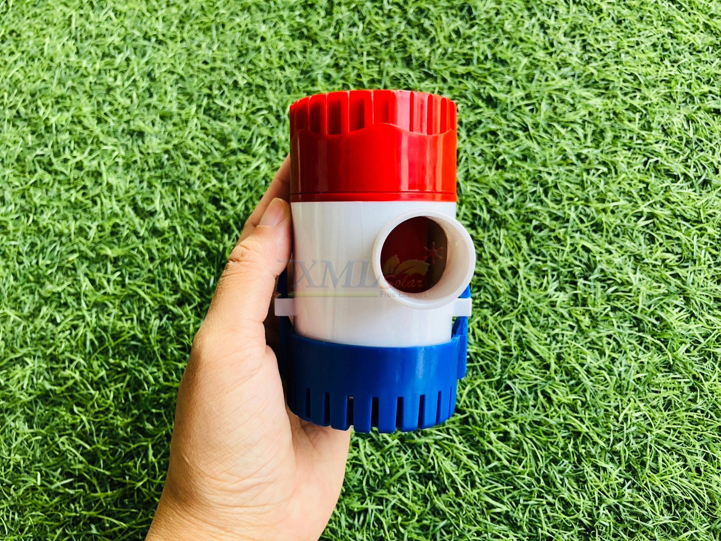 ปั๊ม DC 24 V (ปั๊มสีน้ำเงินเเดง) พร้อม เเผงโซล่าเซลล์ โค้งงอได้ 120W