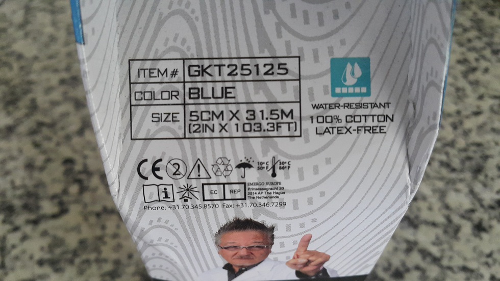 เทปคิเนซิโอ kinesio tex gold สีฟ้า ม้วนใหญ่ ขนาด 2นิ้ว ยาว 31.5 เมตร