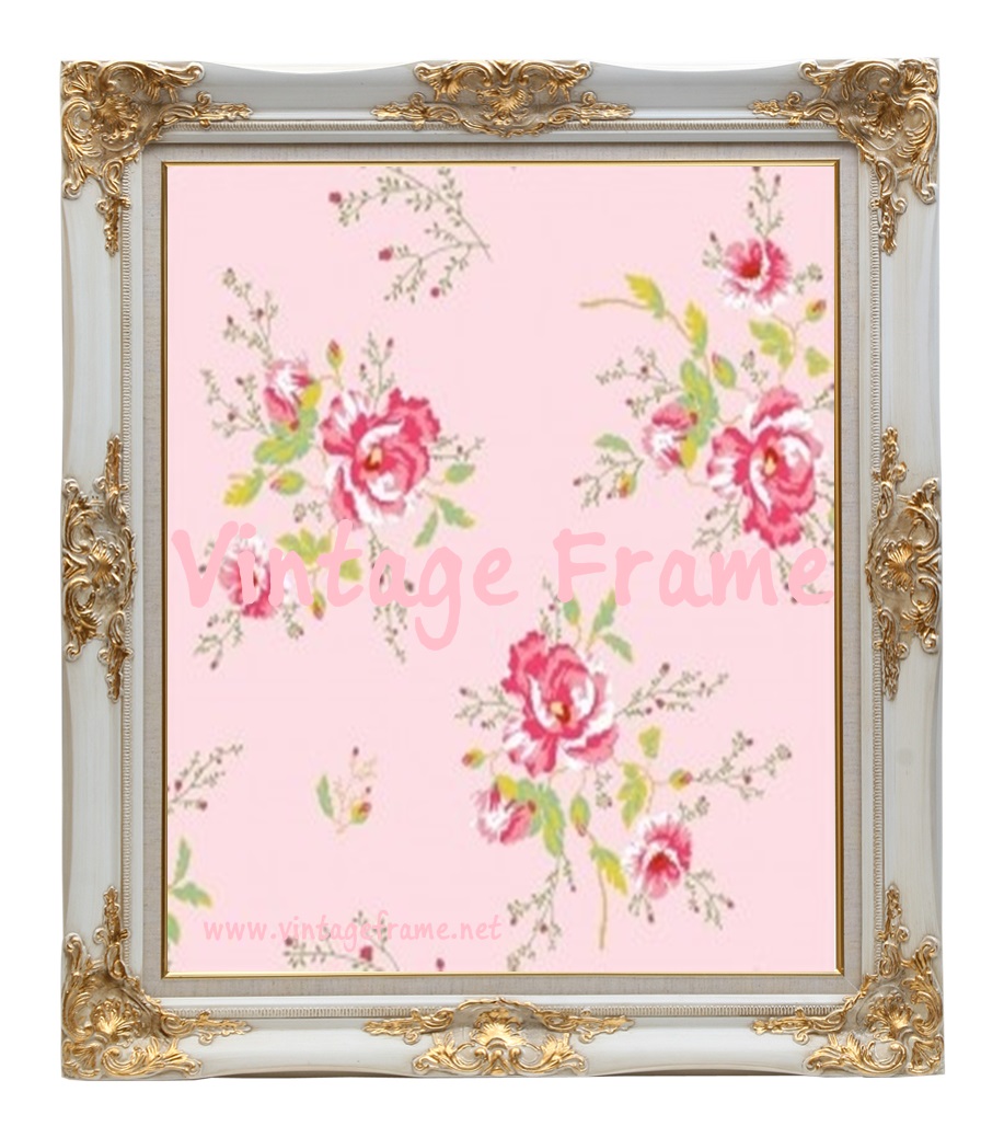 กรอบหลุยส์ไม้แท้ ลายเก่า สีขาวปัดทอง ขนาด 24x36 นิ้ว
