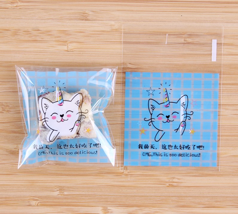 ถุงคุกกี้ เบเกอรี่ ขนม แบบมีเทปกาว 95-100 ใบ/แพ็ค (7*7+3 cm.)