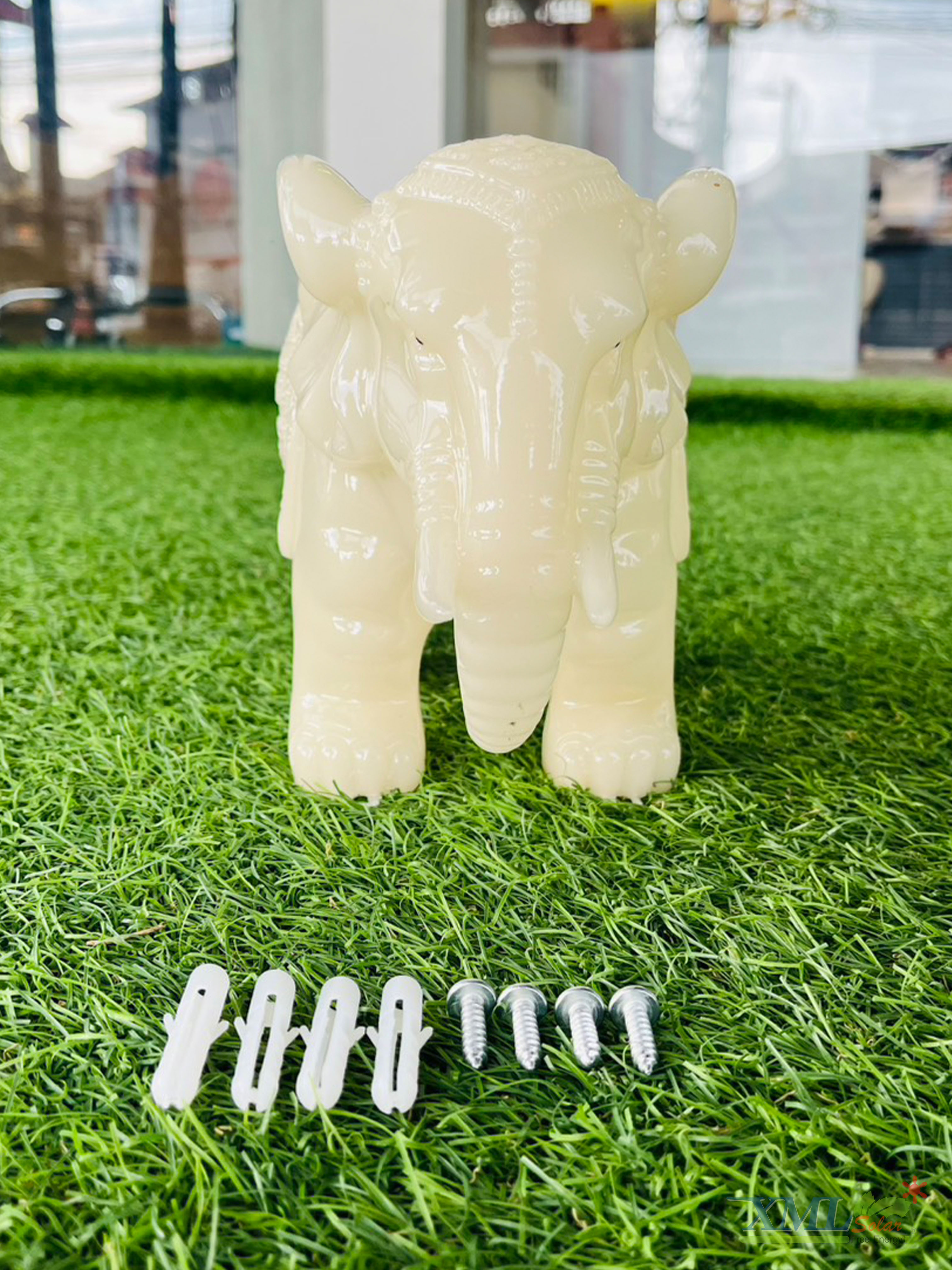 ไฟตุ๊กตาโซล่าเซลล์ ประดับสวน รูปช้าง รุ่น JD-DX88 (เปิดได้ 2 แสง)