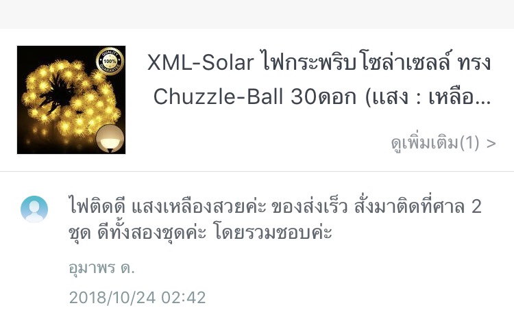 ไฟกระพริบโซล่าเซลล์ ทรงปุยหิมะ 30 ดวง (เเสง : เหลืองวอมไวท์)