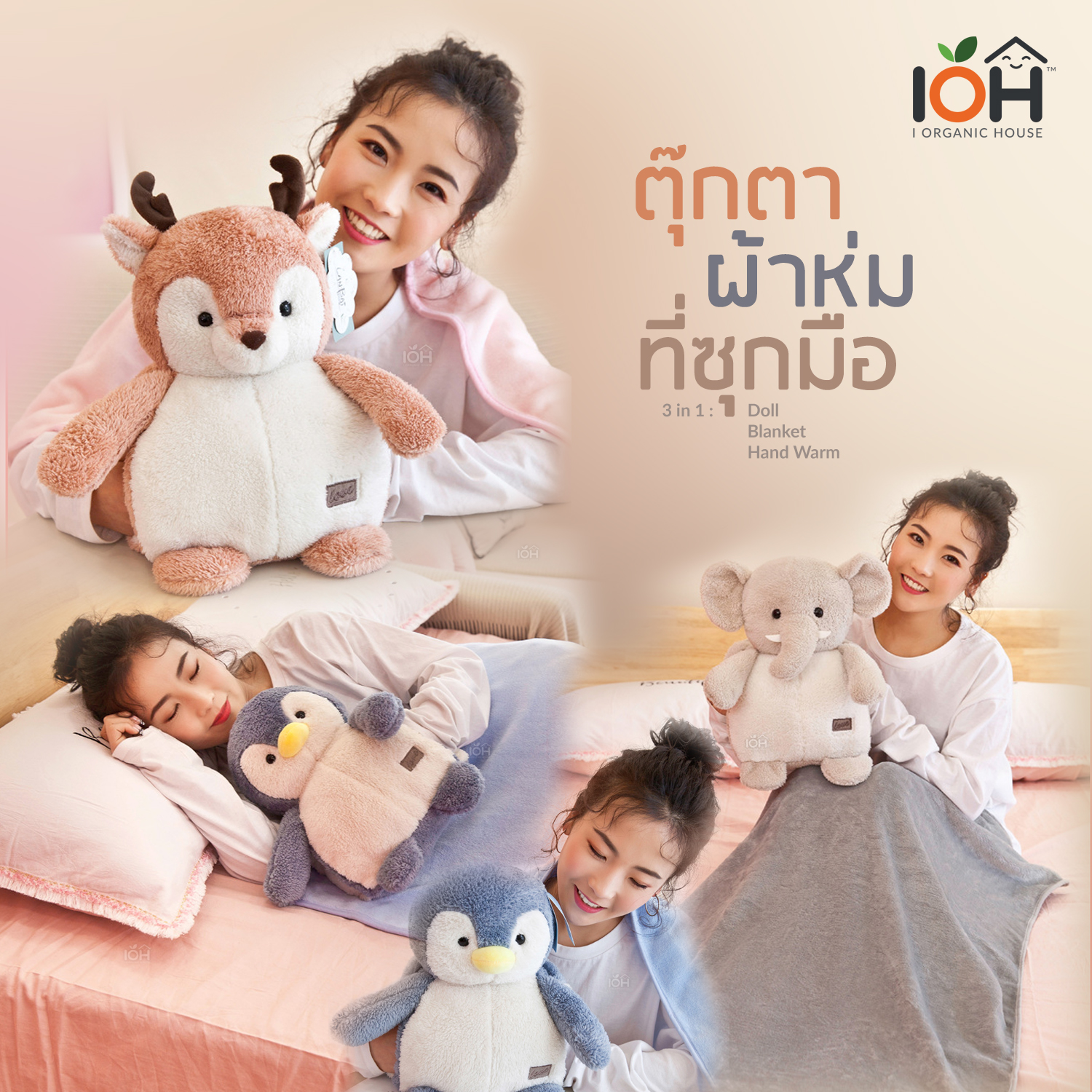 ตุ๊กตาผ้าห่มที่ซุกมือ 3 in 1 (Pre-Order)
