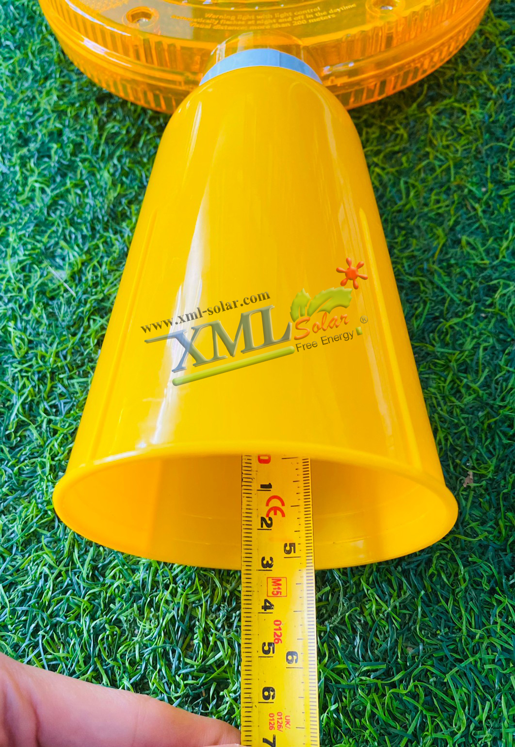 ไฟเตือนกรวย ทรงกลมใหญ่ พลังงานเเสงอาทิตย์ (เเสง : เหลืองวอมไวท์)
