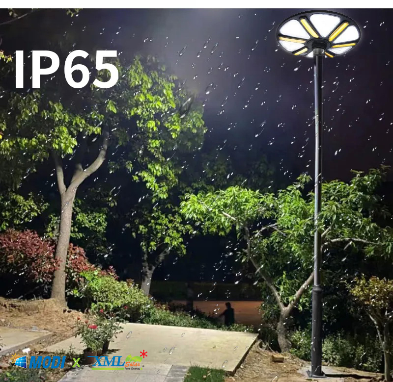 โคมไฟถนนโซล่าเซลล์ UFO ทรงกลมแถบเหลือง รุ่น MODI x XML 300W + Motion Sensor (แสง : ขาว)