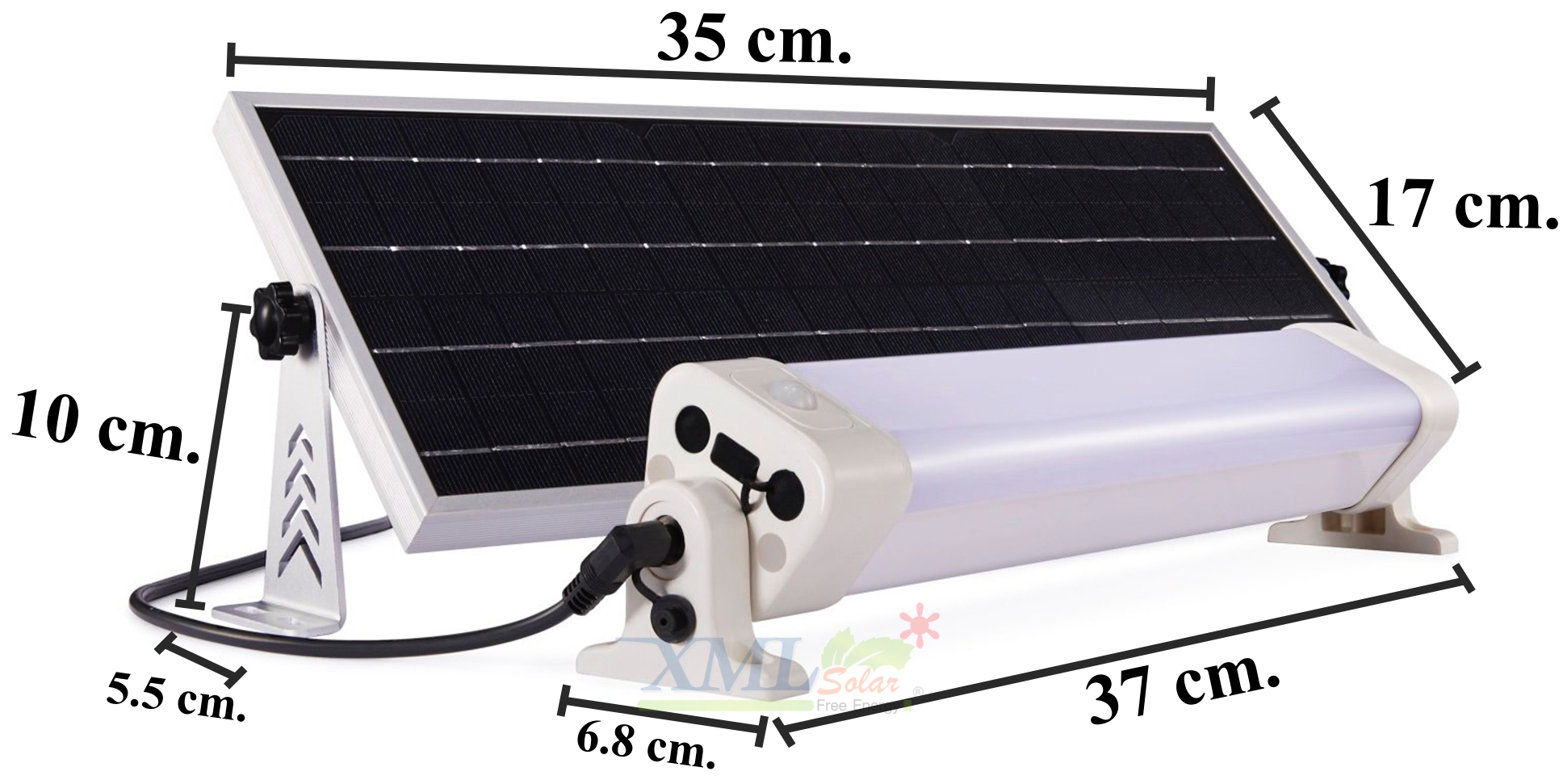 ชุดหลอดไฟยาวโซล่าเซลล์ติดผนัง,เพดาน,ขาตั้ง 12Watt 1200Lumens (แสง ขาว)(ไม่รวมขาตั้ง)