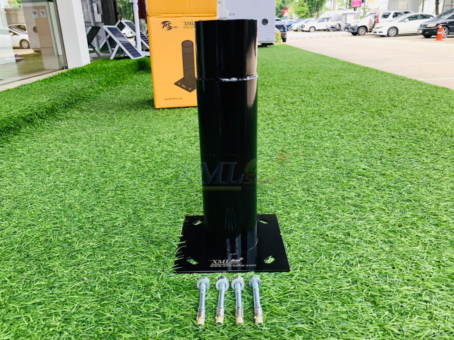 ฐานตั้งกำแพงโคมไฟ สำหรับ UFO ปลายเสา 3 นิ้ว , สูง 30 cm. (เหล็กดำเงา)