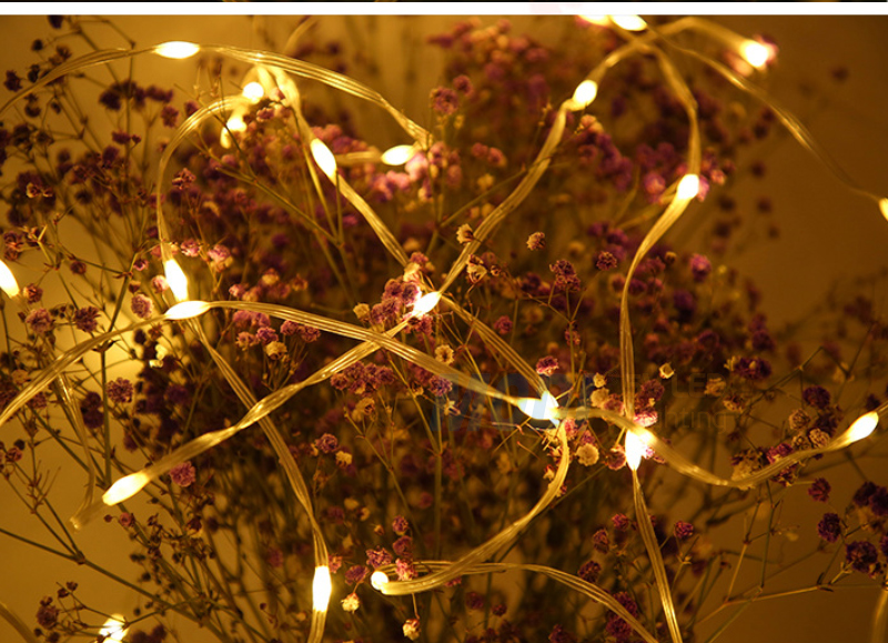 ไฟกระพริบโซล่าเซลล์ รุ่นใหม่สายขาว ยาว 10 เมตร (เเสง : เหลืองเข้ม)