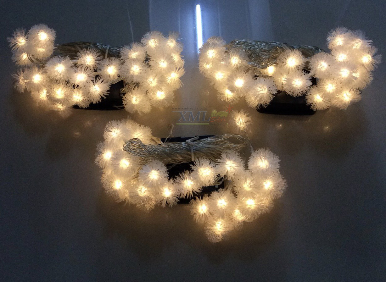 ไฟกระพริบโซล่าเซลล์ ทรงปุยหิมะ 30 ดวง (เเสง : เหลืองวอมไวท์)