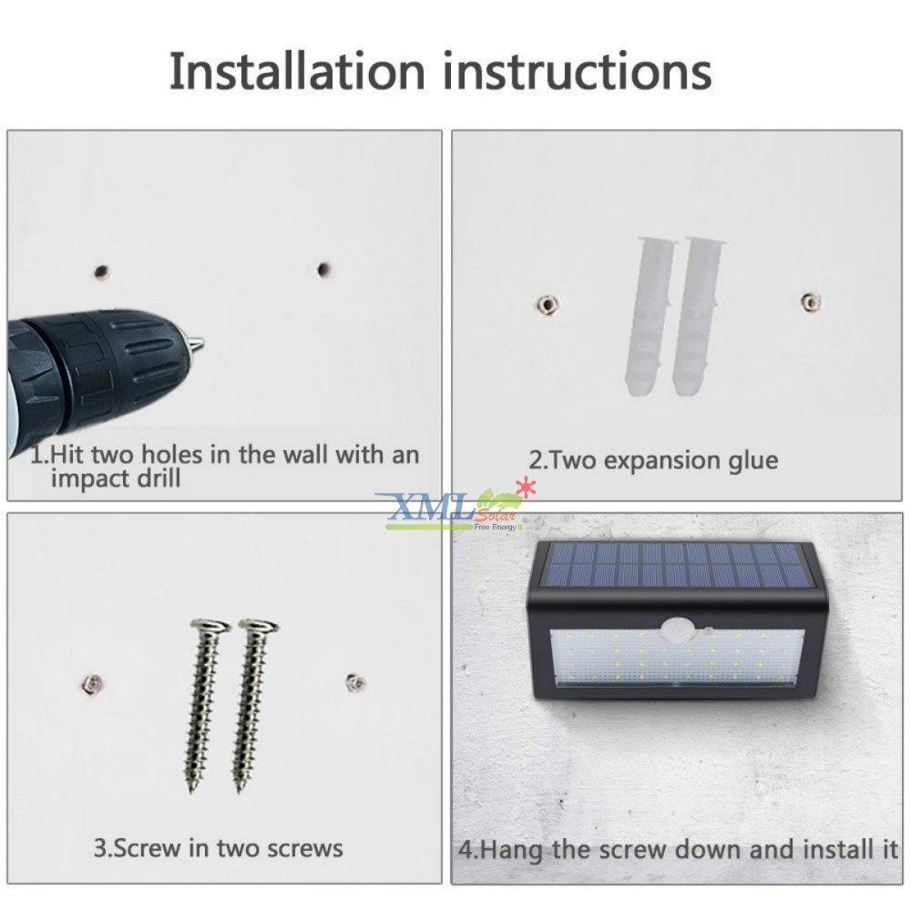 โคมไฟโซล่าเซลล์ ติดผนัง ทรงสามเหลี่ยม 38 SMD LED (เเสง : เหลืองวอมไวท์) 1 แถม 1