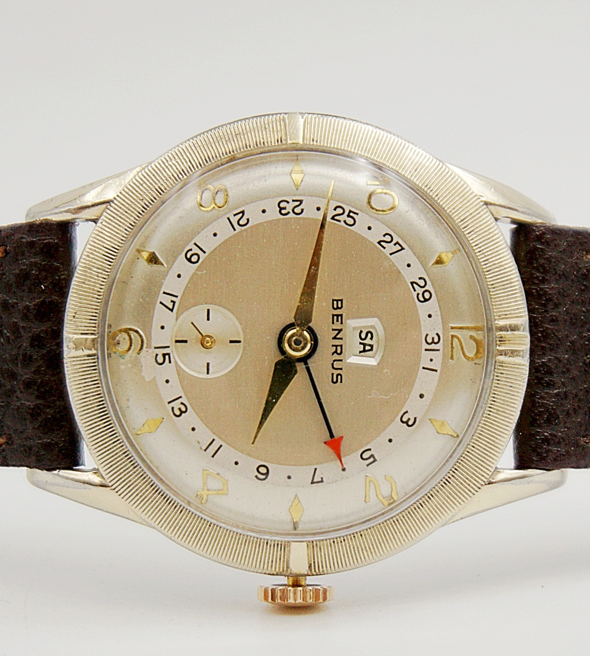 นาฬิกาเก่า BENRUS POINTER DATE ไขลาน