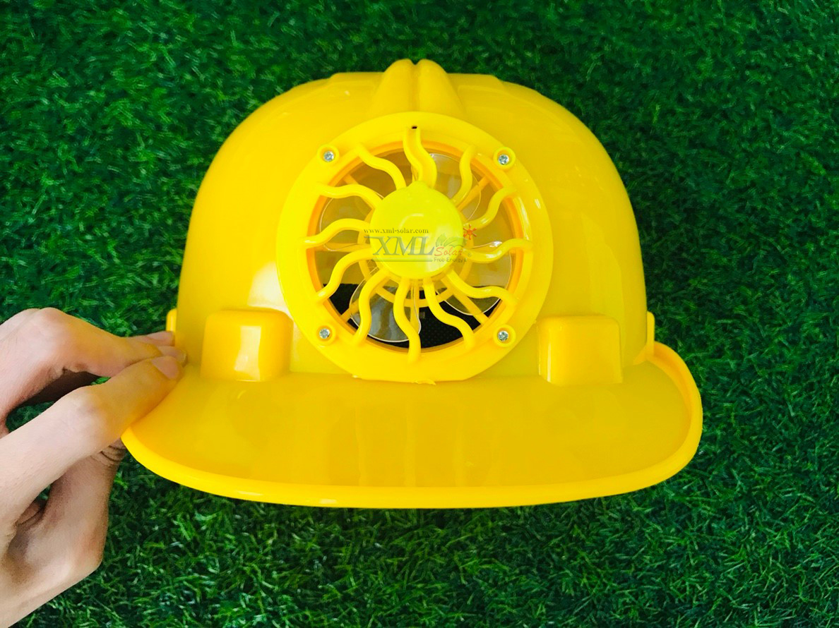 หมวกเซฟตี้ + พัดลมโซล่าเซลล์ (สีเหลือง)