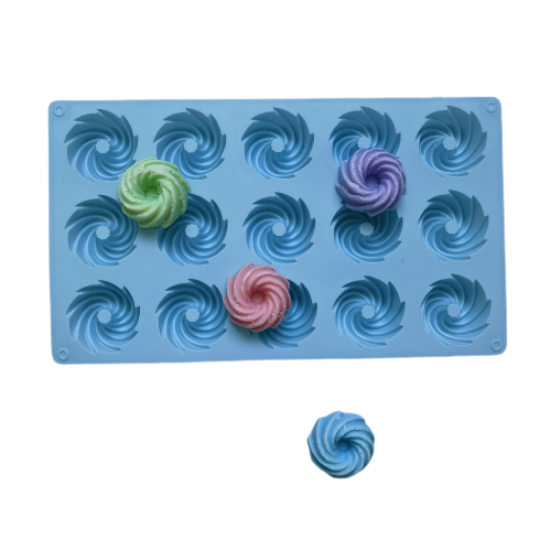 แม่พิมพ์ซิลิโคน พิมพ์สบู่ พิมพ์วุ้น พิมพ์ขนม รูปเกลียว 15 ช่อง