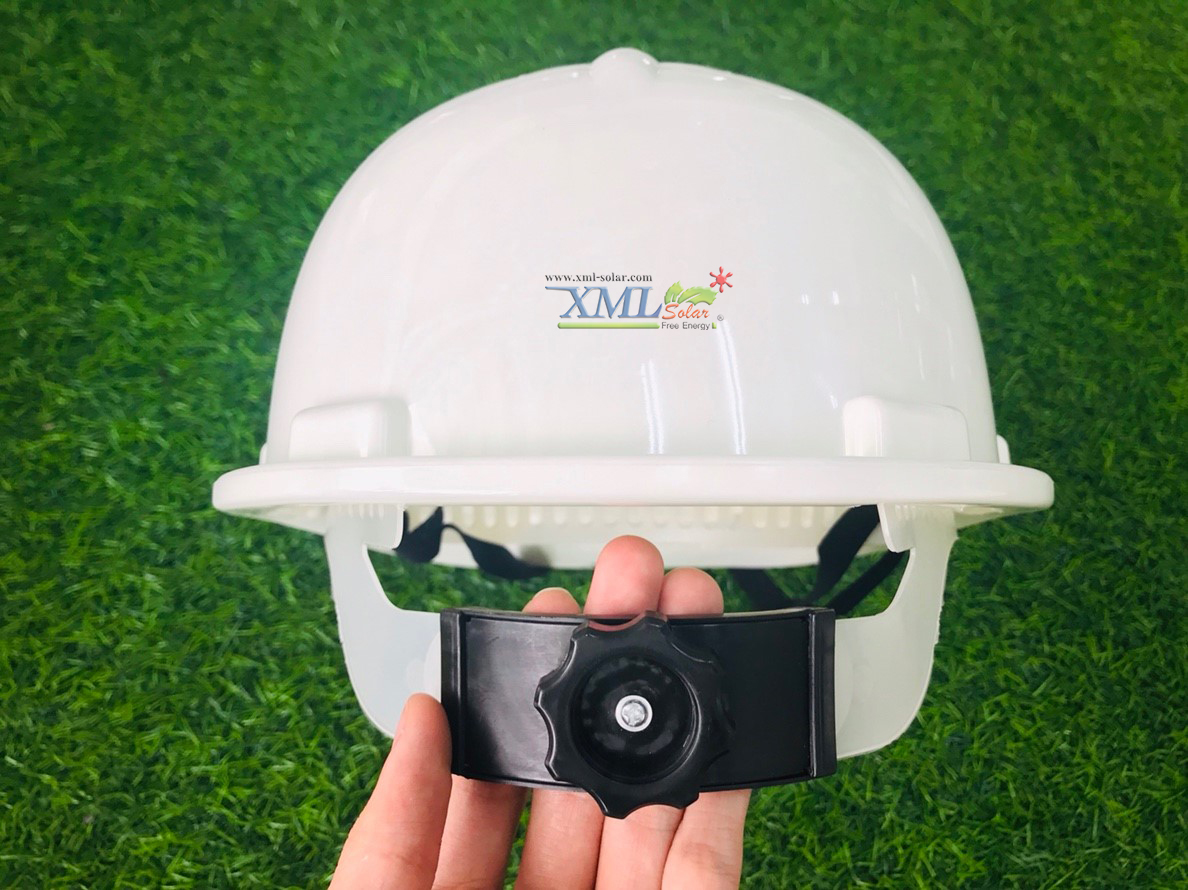 หมวกเซฟตี้ + พัดลมโซล่าเซลล์ (สีขาว)