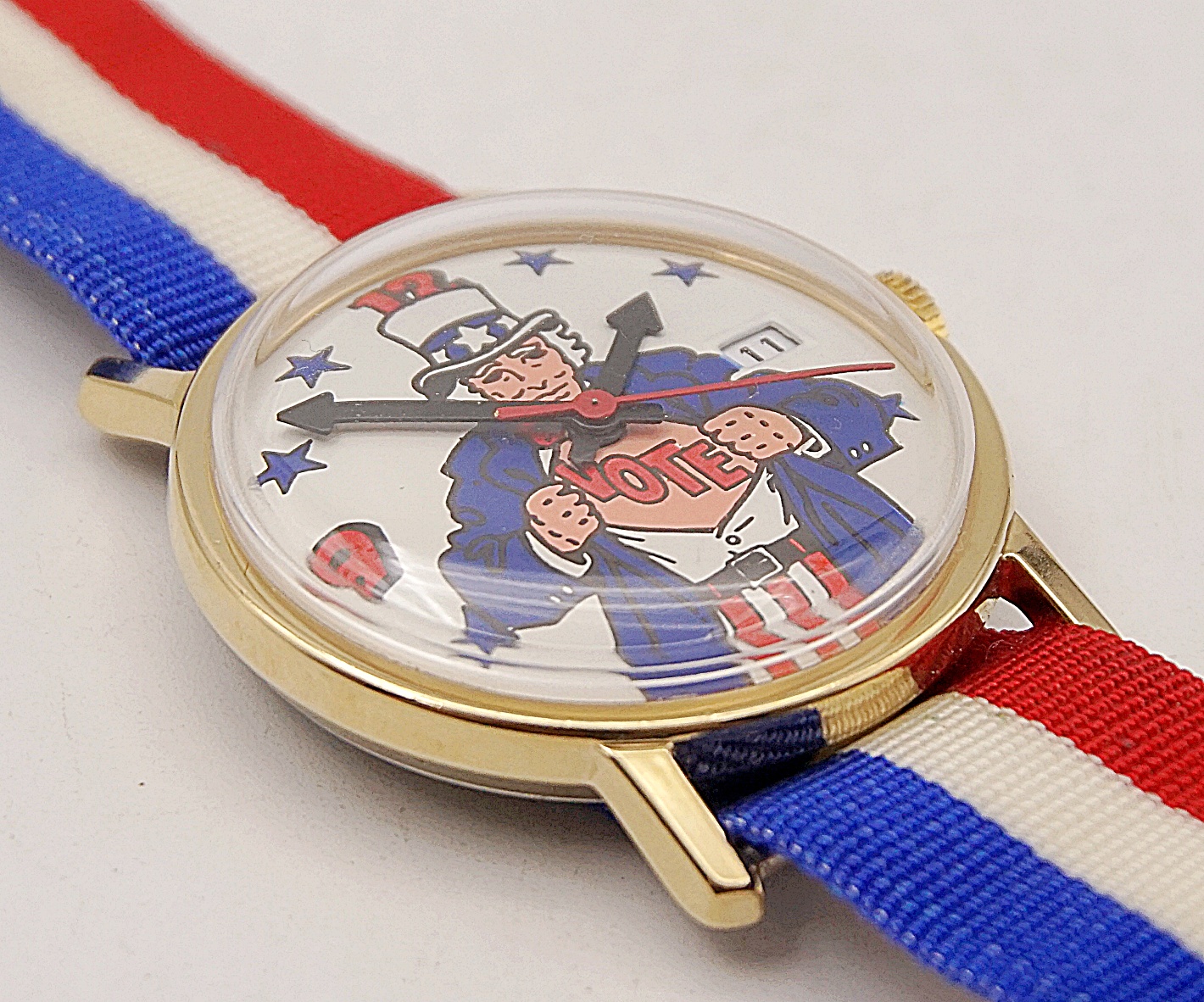 นาฬิกาเก่า TIMEX Uncle Sam Vote ไขลาน