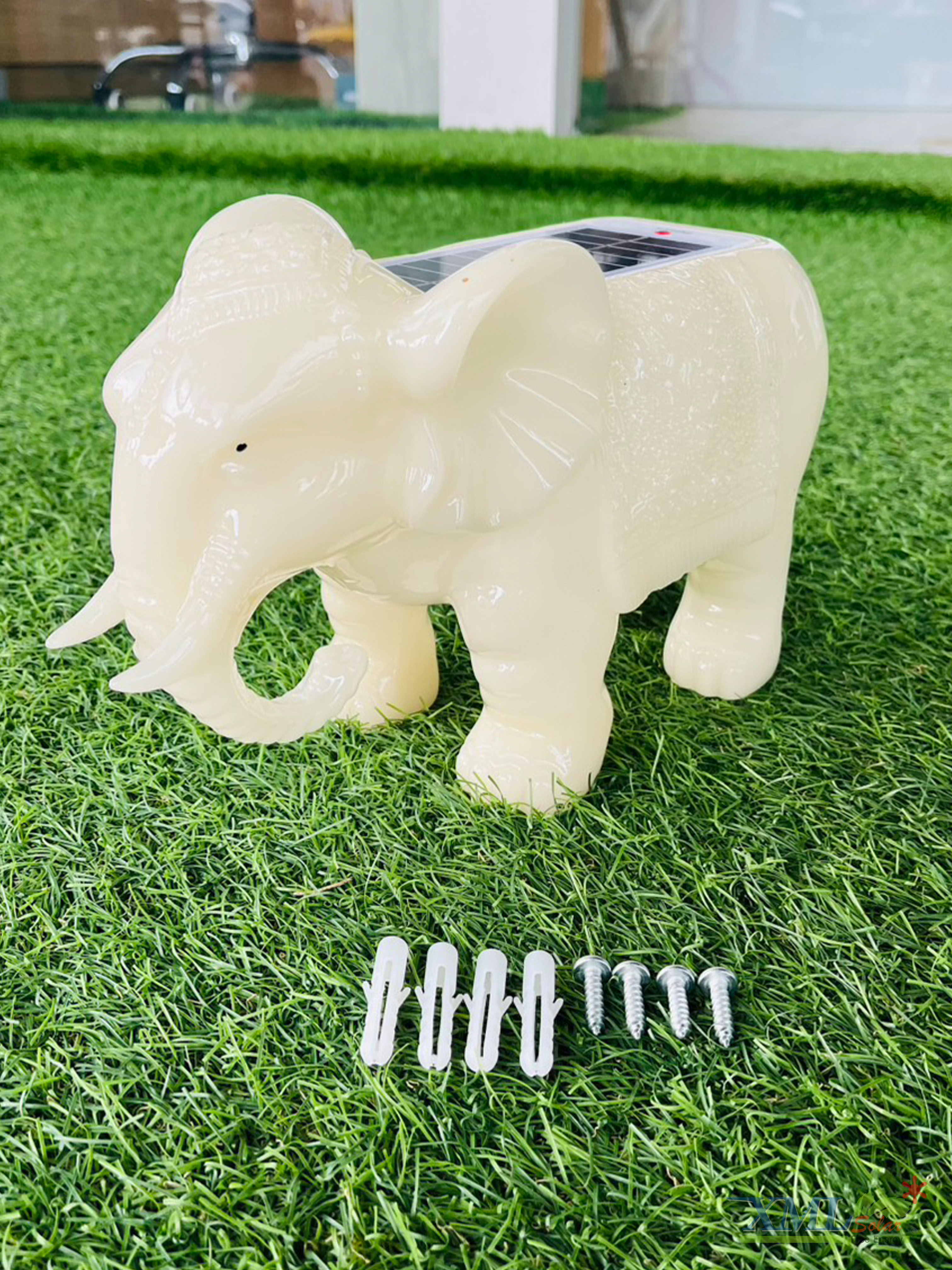 ไฟตุ๊กตาโซล่าเซลล์ ประดับสวน รูปช้าง รุ่น JD-DX88 (เปิดได้ 2 แสง)