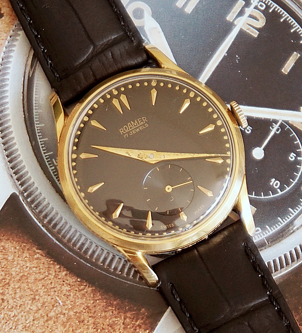 นาฬิกาเก่า ROAMER ไขลานสองเข็มครึ่ง
